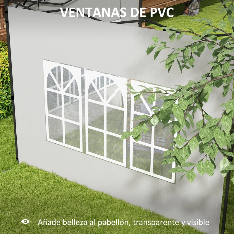 Outsunny Paredes Laterales Para Carpa 3x3 M Y 3x6 M 293x193 Cm Blanco