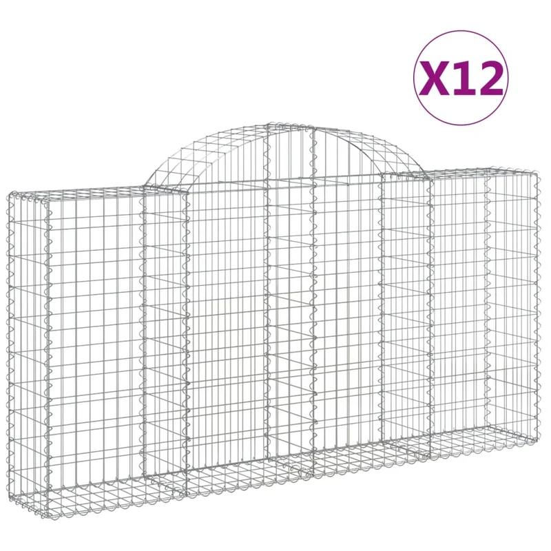 Cestas De Gaviones 12 Uds Forma Arco Hierro 200x30x100/120 Cm