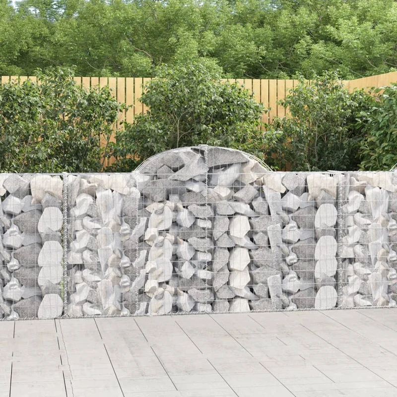 Cestas De Gaviones 12 Uds Forma Arco Hierro 200x30x100/120 Cm