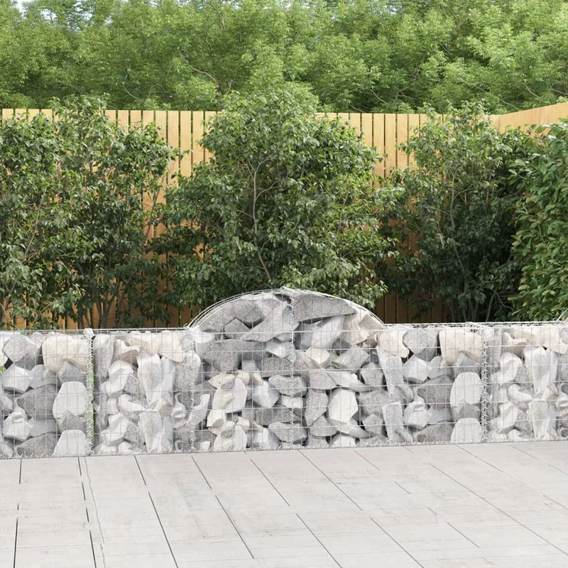Cestas De Gaviones 5 Uds Forma De Arco Hierro 200x30x60/80 Cm