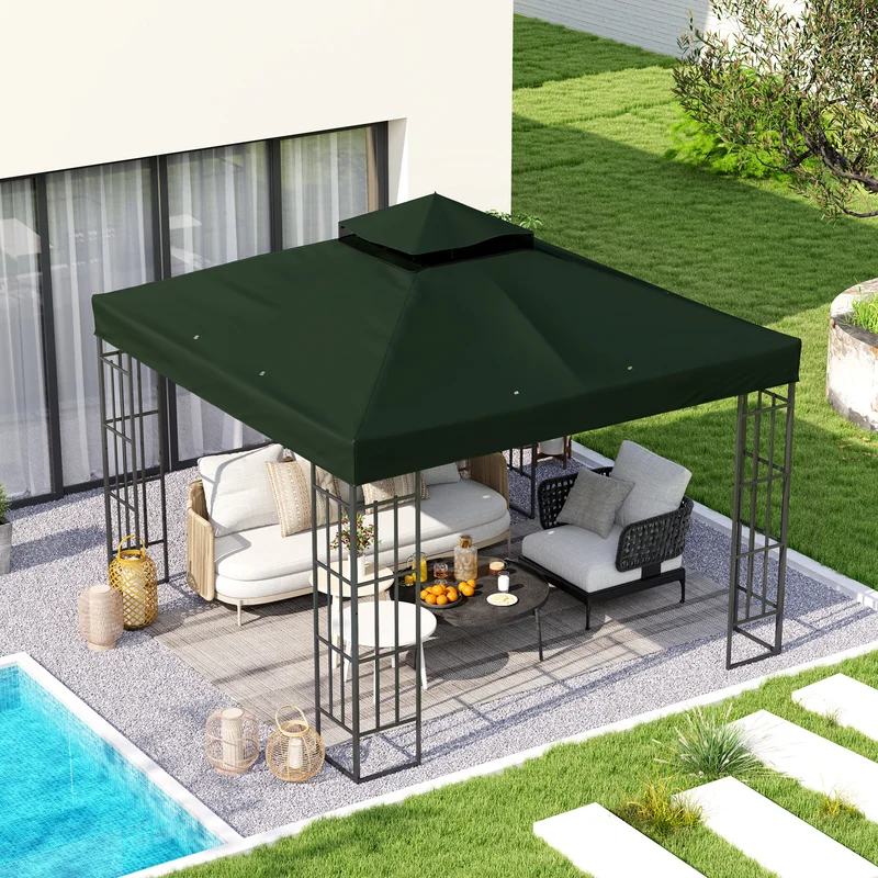 Outsunny Techo De Repuesto Para Cenador 3x3 M Con Techo Doble Protección Uv 30+