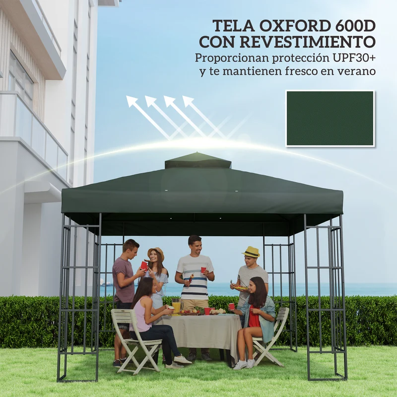 Outsunny Techo De Repuesto Para Cenador 3x3 M Con Techo Doble Protección Uv 30+