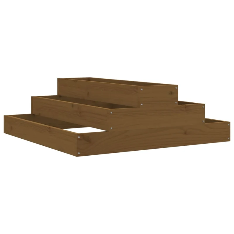 Jardinera De Madera Maciza De Pino Marrón Miel 80x80x27 Cm
