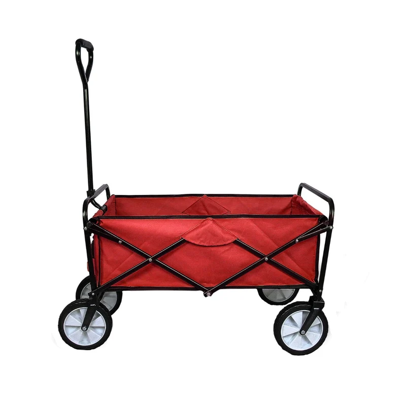 Carretilla De Jardín Plegable Roja Para Jardinería Con Funda Impermeable