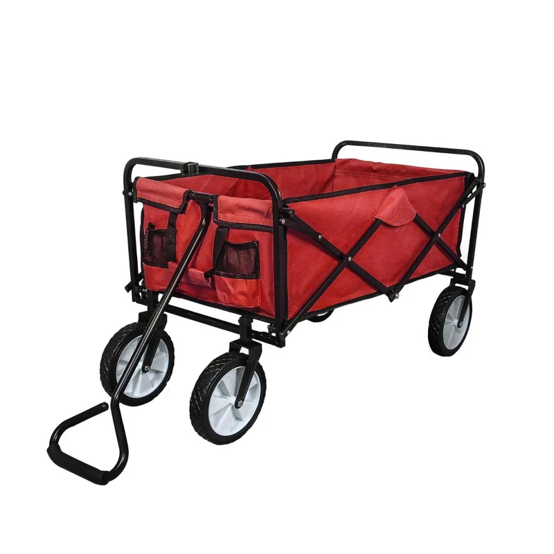 Carretilla De Jardín Plegable Roja Para Jardinería Con Funda Impermeable