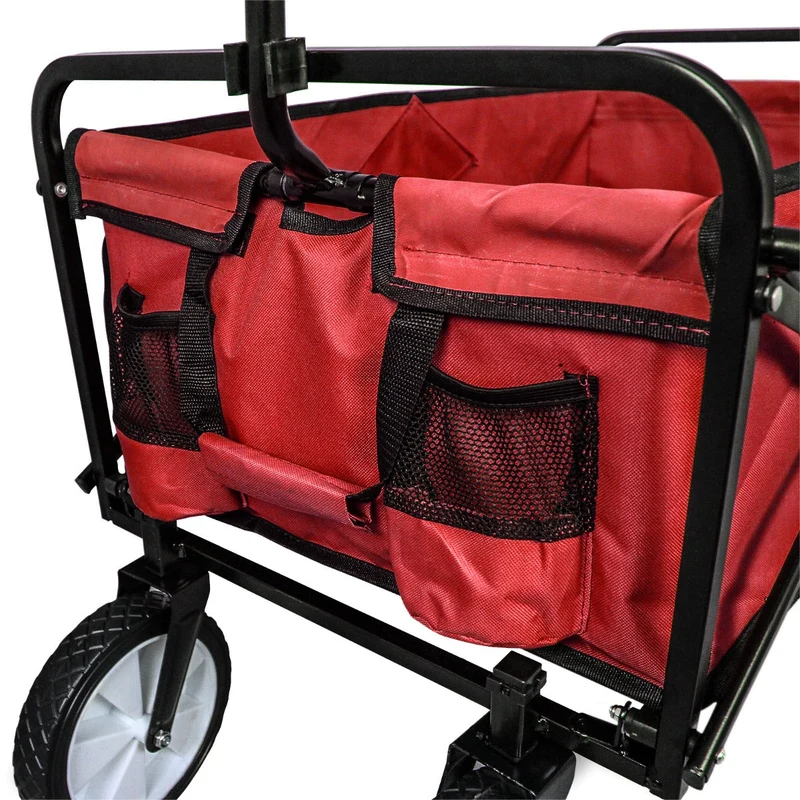 Carretilla De Jardín Plegable Roja Para Jardinería Con Funda Impermeable
