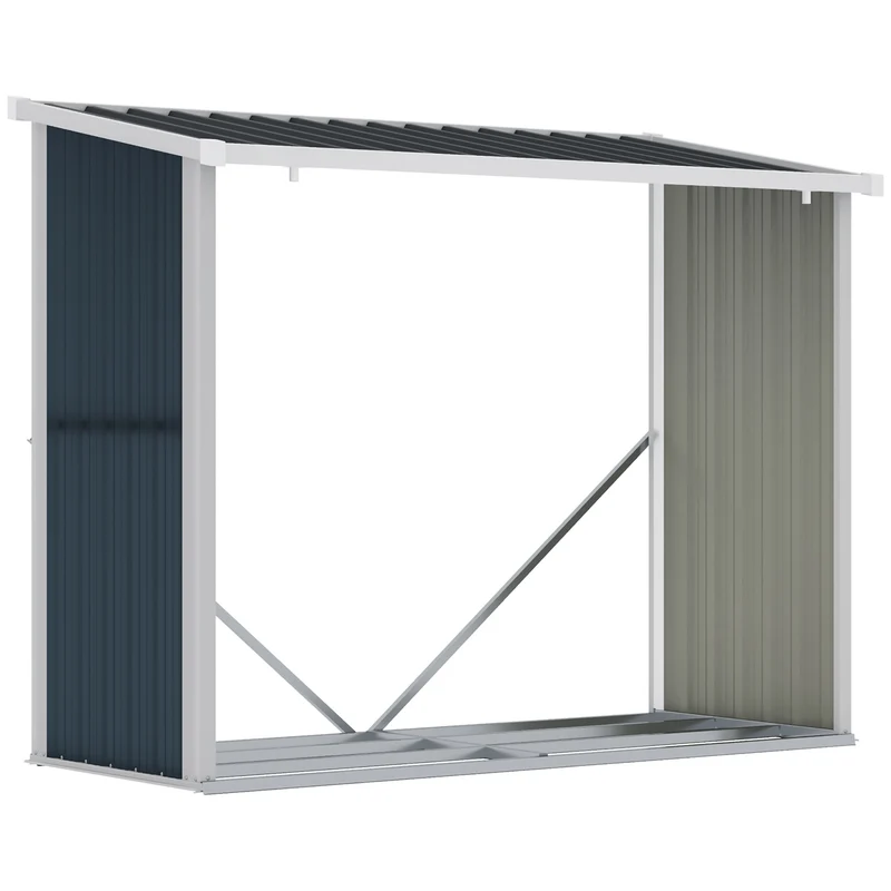 Outsunny Casetilla Para Leña De Jardín Acero Galvanizado 185x84x133,5/148,5 Cm