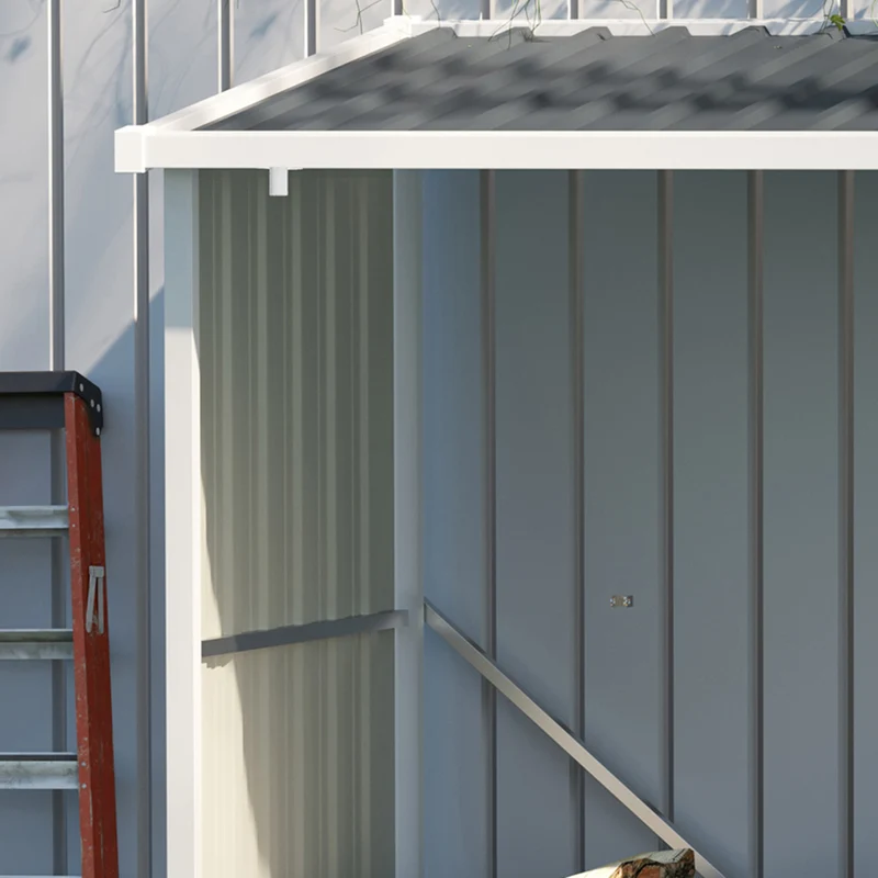 Outsunny Casetilla Para Leña De Jardín Acero Galvanizado 185x84x133,5/148,5 Cm