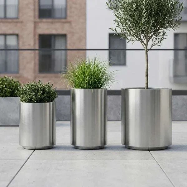 Pot METROPOLE 40x50cm inox brossé