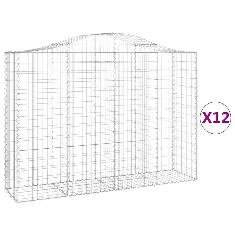 Cestas Gaviones 12 Uds Forma De Arco Hierro 200x50x140/160 Cm
