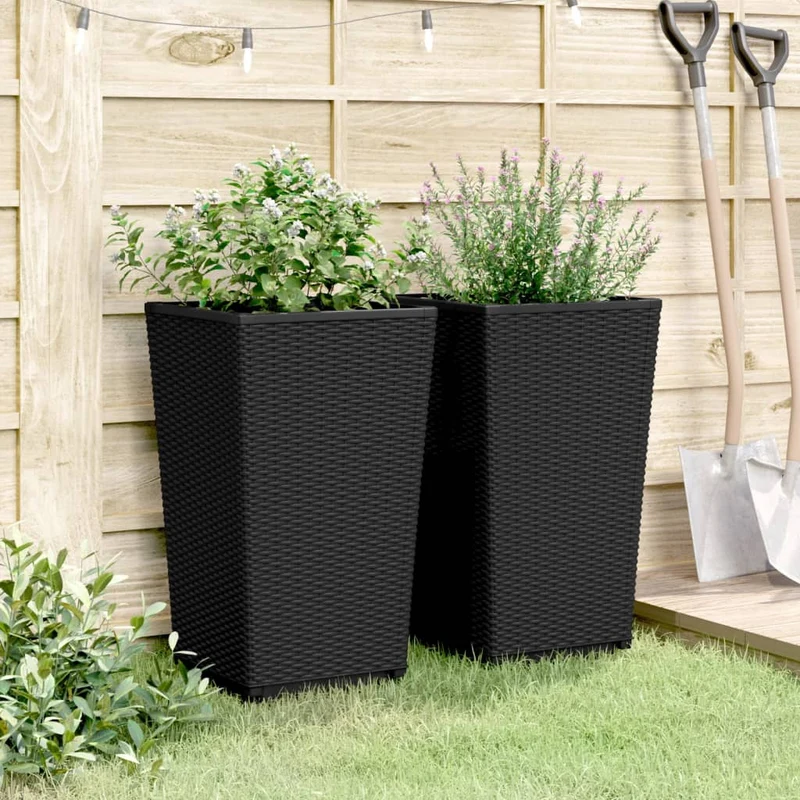 Jardineras 2 Unidades Pp Negro 32,5x32,5x57 Cm
