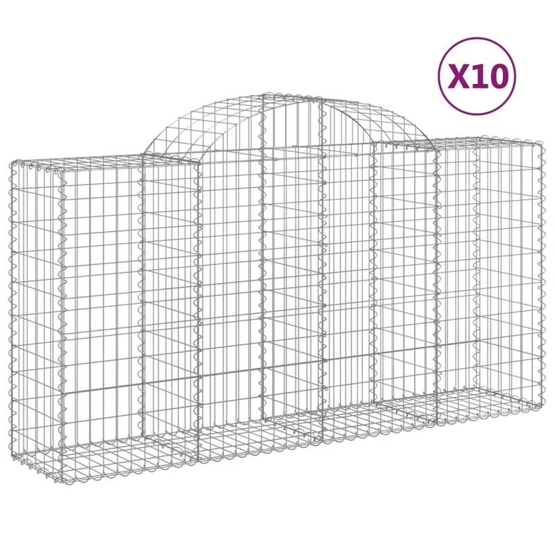 Cestas De Gaviones 10 Uds Forma De Arco Hierro 200x50x100/120cm