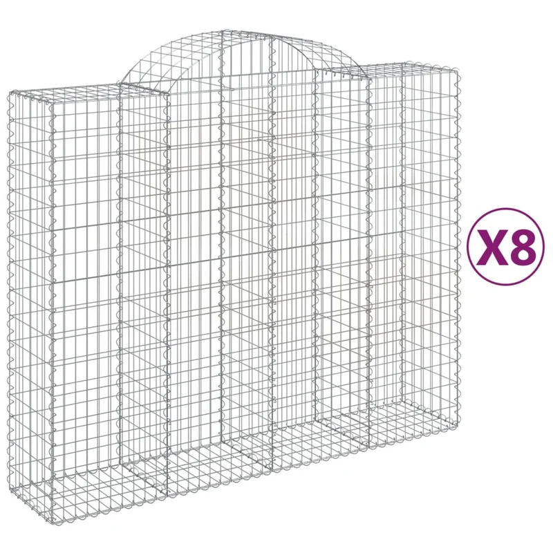 Cestas De Gaviones 8 Uds Forma De Arco Hierro 200x50x160/180 Cm