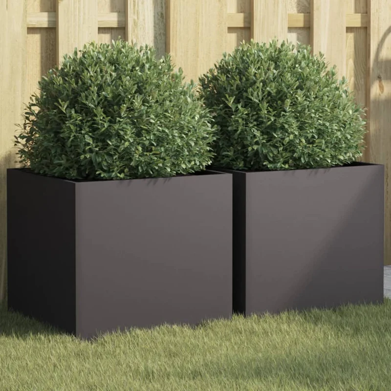 Jardineras 2 Unidades Acero Negro 42x40x39 Cm