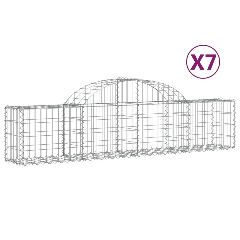Cestas De Gaviones 7 Uds Forma De Arco Hierro 200x30x40/60 Cm