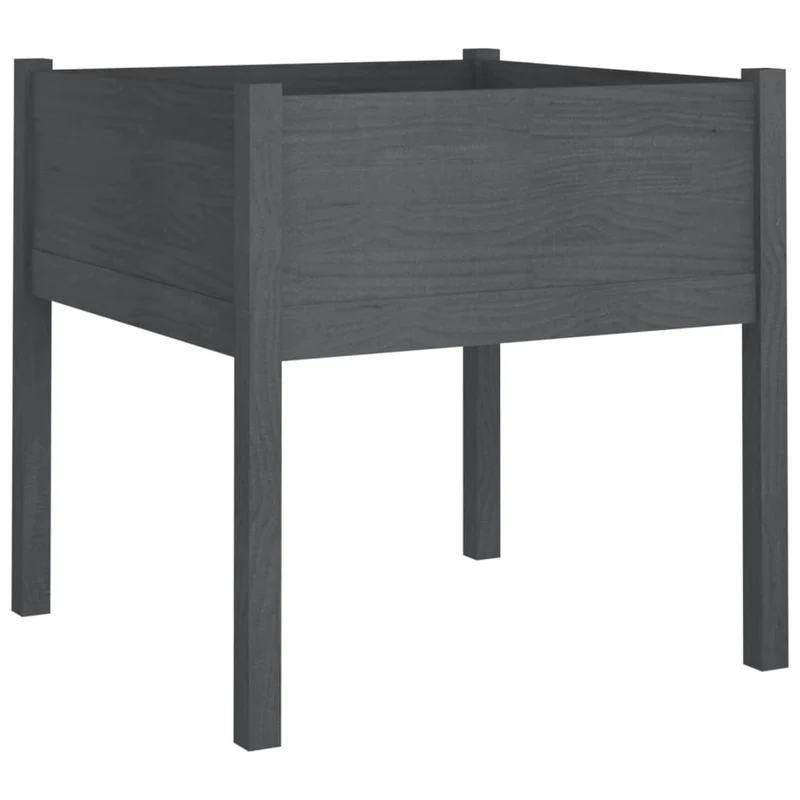 Jardineras 2 Uds Madera Maciza De Pino Gris 70x70x70 Cm