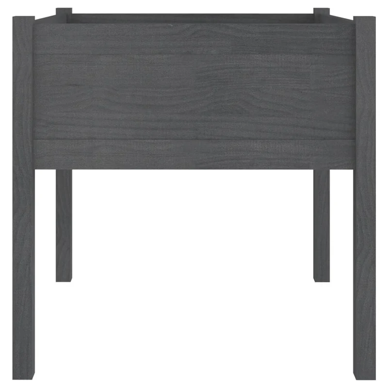 Jardineras 2 Uds Madera Maciza De Pino Gris 70x70x70 Cm