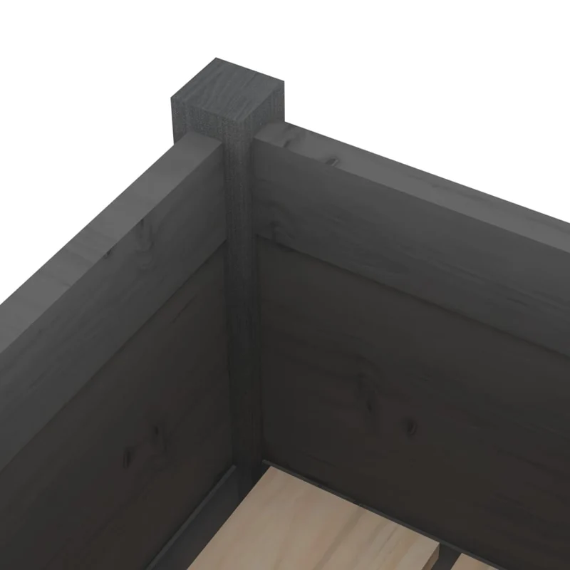 Jardineras 2 Uds Madera Maciza De Pino Gris 70x70x70 Cm