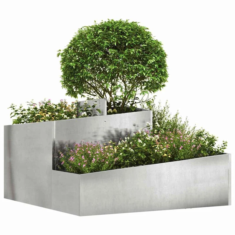 Macetero De Jardín Plateado 80 X 80 X 50 Cm Acero Inoxidable