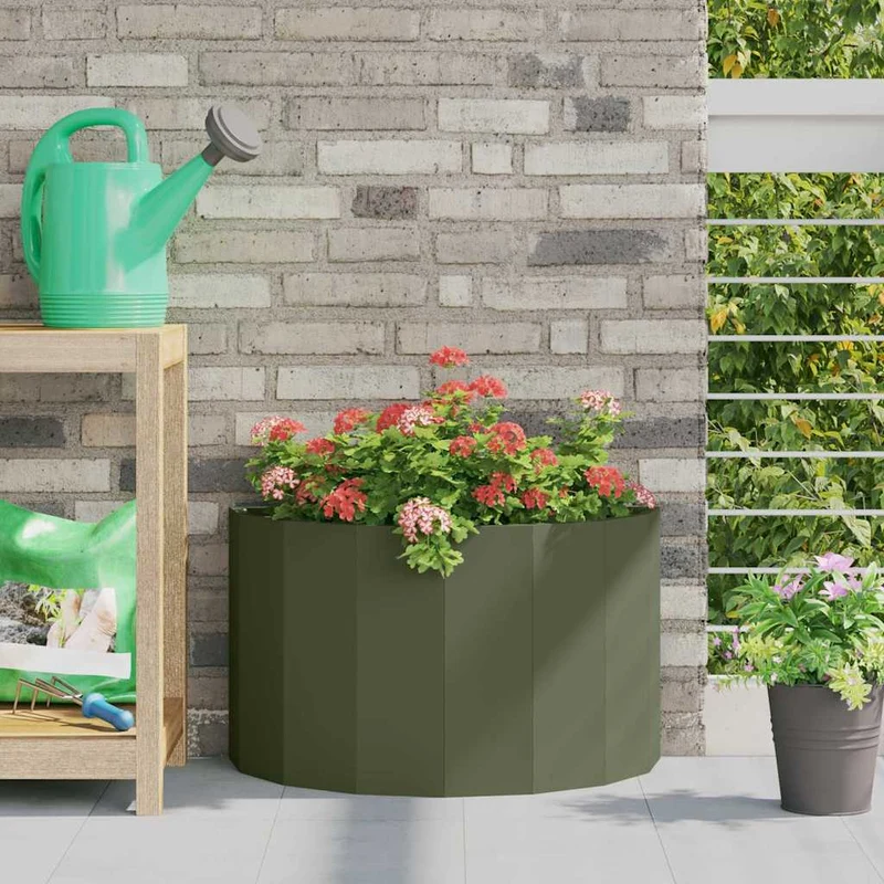 Jardinera Verde Oliva 60 X 30 X 35 Cm Acero