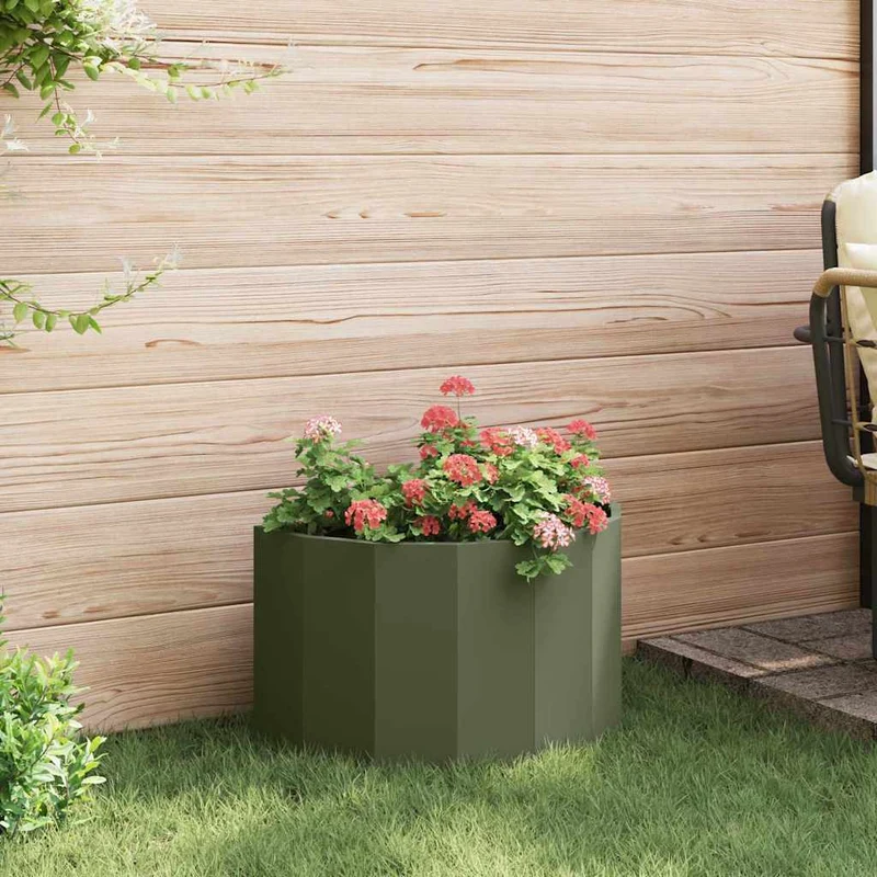 Jardinera Verde Oliva 60 X 30 X 35 Cm Acero