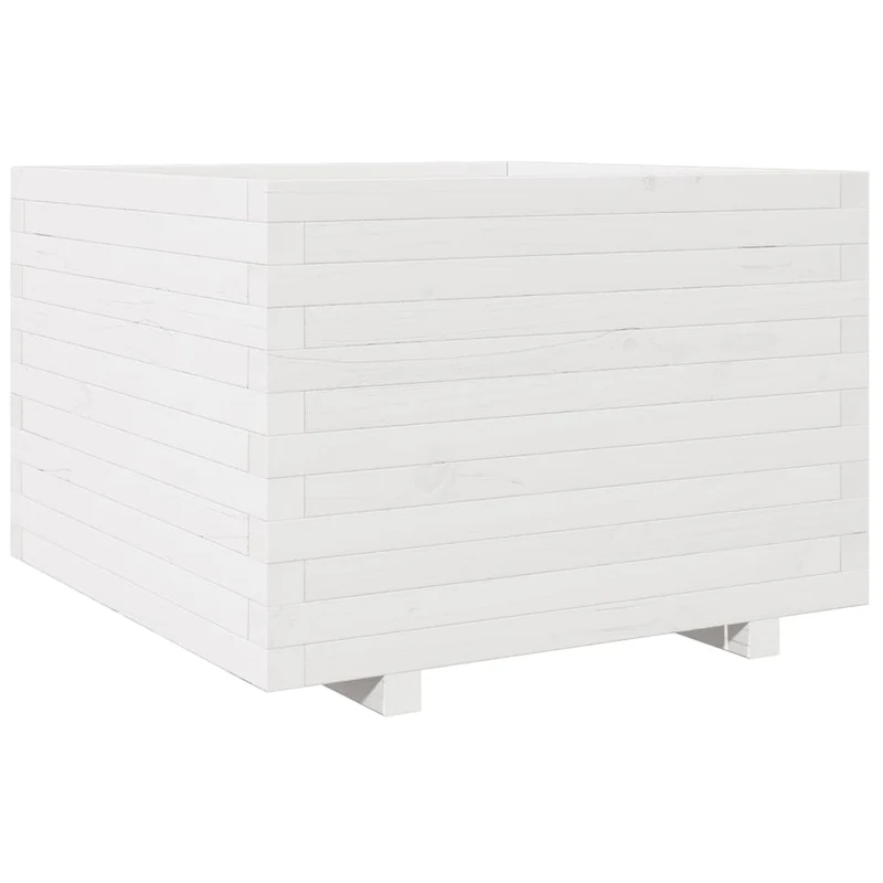 Jardinera Madera Maciza De Pino Blanco 70x70x49,5 Cm