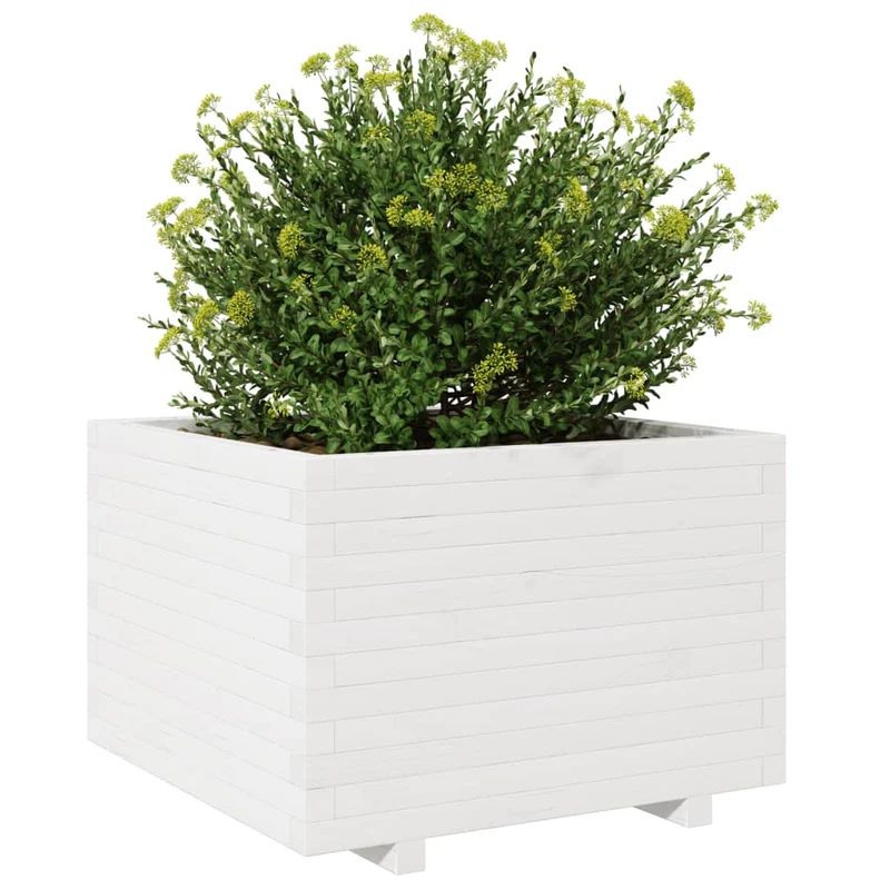Jardinera Madera Maciza De Pino Blanco 70x70x49,5 Cm