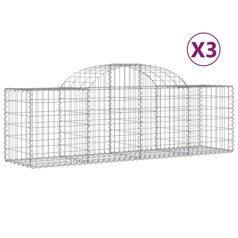 Cestas Gaviones 3 Uds Forma De Arco Hierro 200x50x60/80 Cm