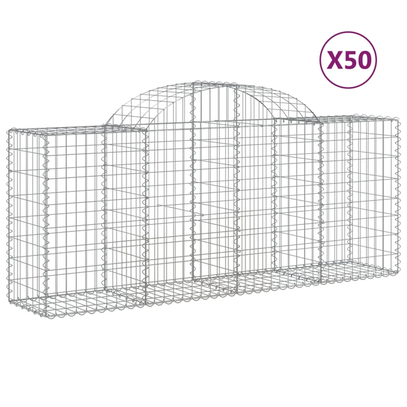 Cestas De Gaviones 50 Uds Forma De Arco Hierro 200x50x80/100 Cm