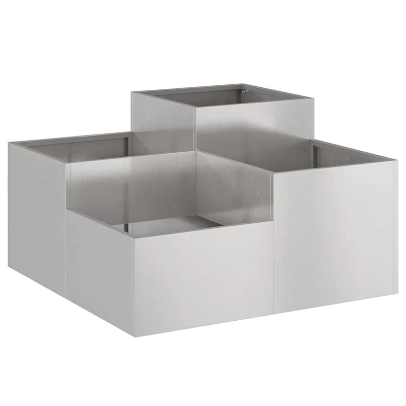 Maceta Para Jardín Plateado 100 X 100 X 48 Cm Acero Inoxidable