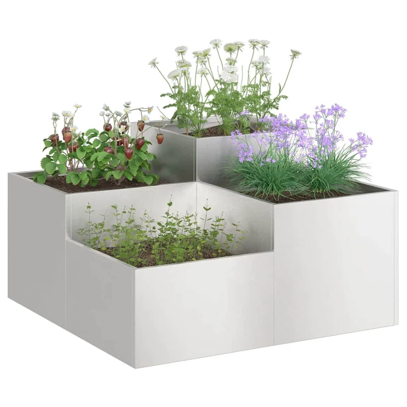 Maceta Para Jardín Plateado 100 X 100 X 48 Cm Acero Inoxidable