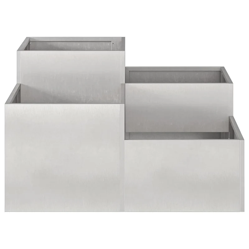Maceta Para Jardín Plateado 100 X 100 X 48 Cm Acero Inoxidable