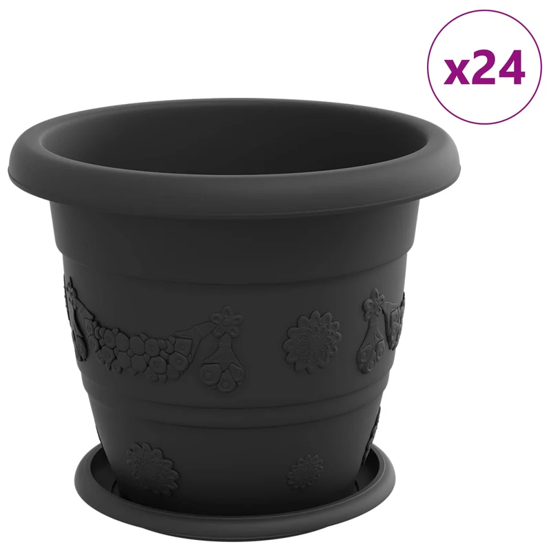 Macetas 24 Uds. Negro Ø 26 X 21.5 Cm Plástico