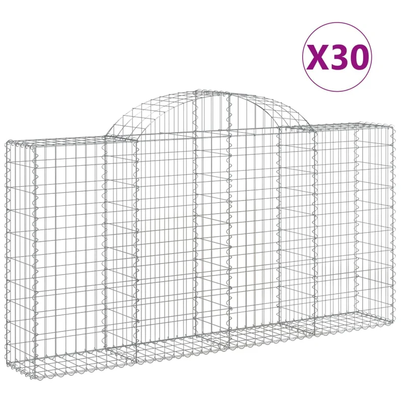 Cestas Gaviones 30 Uds Forma De Arco Hierro 200x30x100/120 Cm