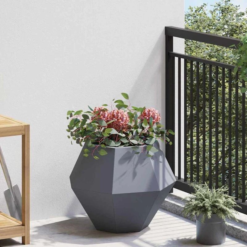 Jardinera 2 Uds. Gris Antracita 50 X 50 X 40 Cm Acero