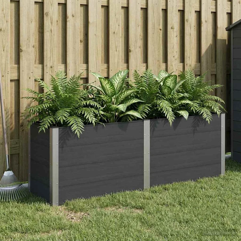 Arriate Elevado Negro 200 X 50 X 91 Cm Wpc Y Aluminio