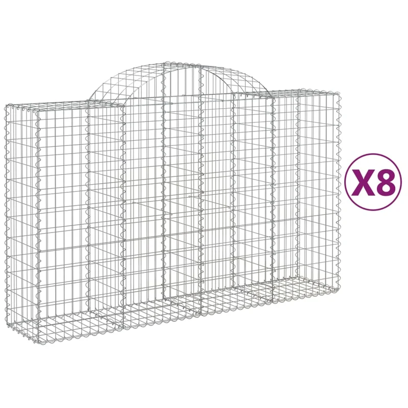 Cestas De Gaviones 8 Uds Forma De Arco Hierro 200x50x120/140 Cm