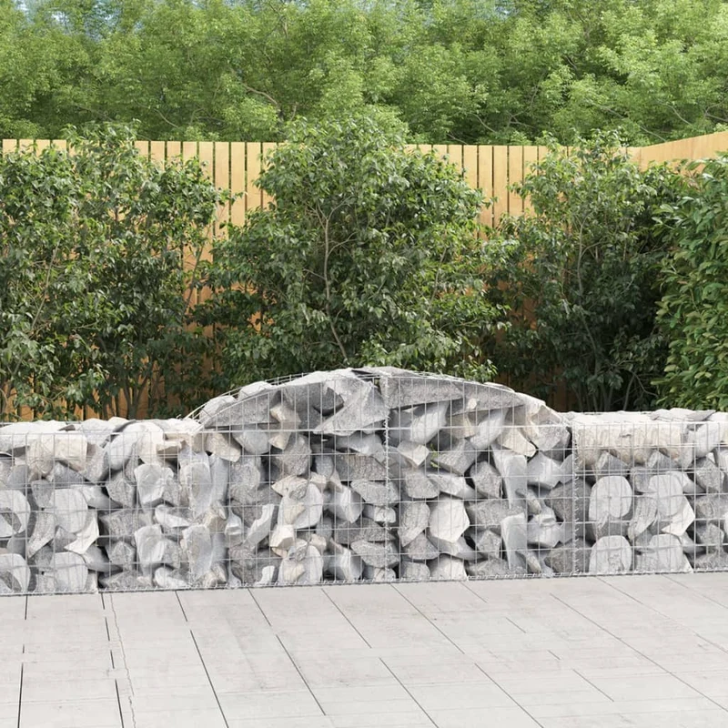 Cestas Gaviones 3 Uds Forma De Arco Hierro 300x50x60/80 Cm