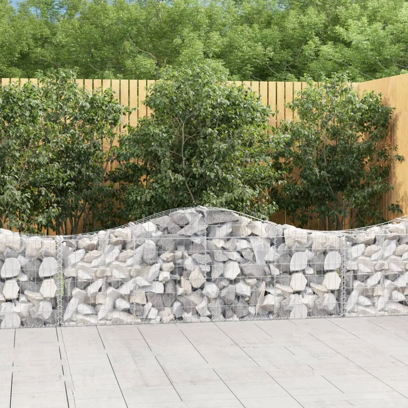 Cestas De Gaviones 6 Uds Forma De Arco Hierro 200x30x60/80 Cm