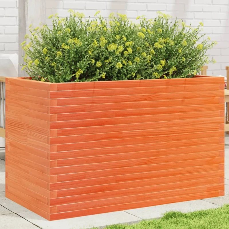 Jardinera Madera Maciza De Pino Marrón Cera 110x60x68,5 Cm
