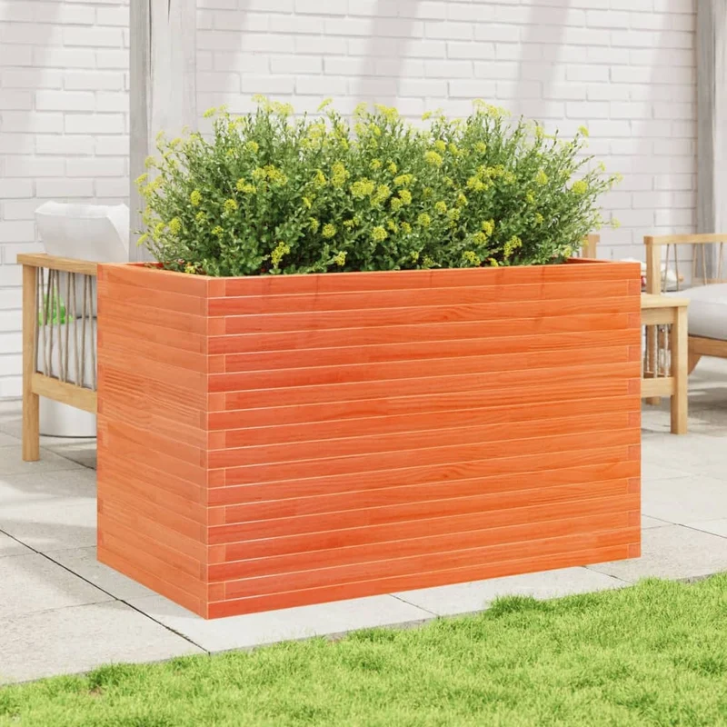 Jardinera Madera Maciza De Pino Marrón Cera 110x60x68,5 Cm