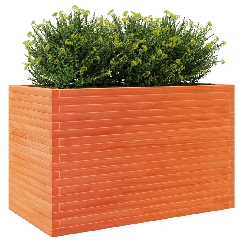 Jardinera Madera Maciza De Pino Marrón Cera 110x60x68,5 Cm
