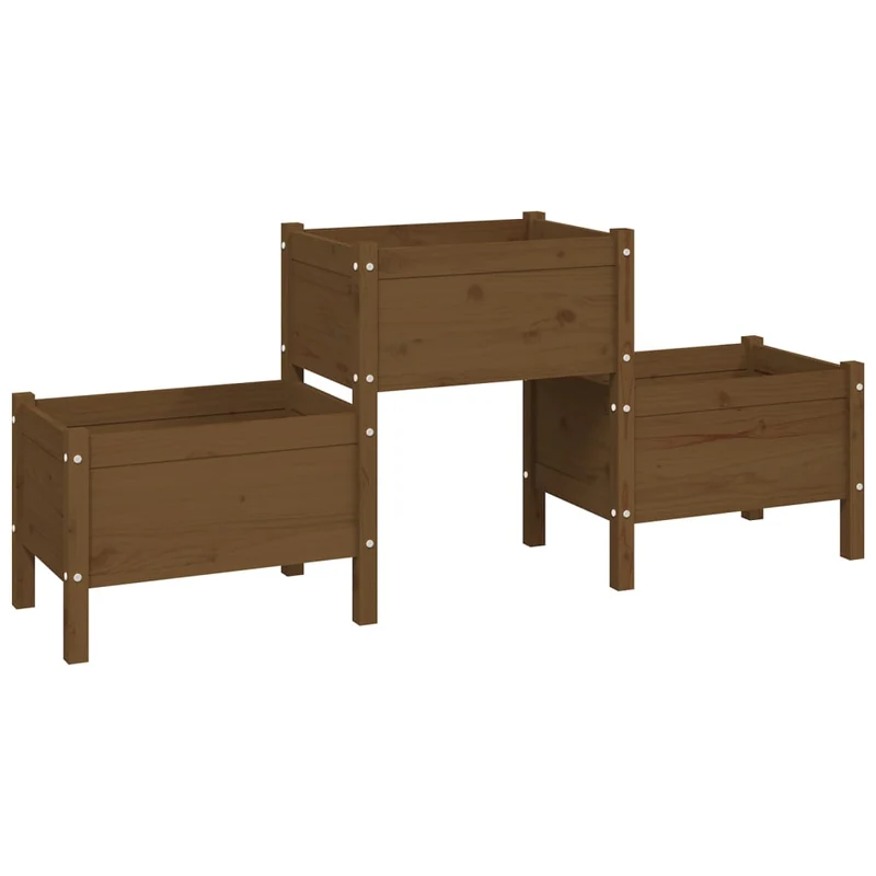 Jardinera De Madera De Pino Maciza Marrón Miel 178,5x44x75 Cm