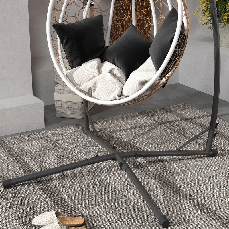 Outsunny Soporte Para Silla Colgante De Acero Con Base Establey Portavaso Negro