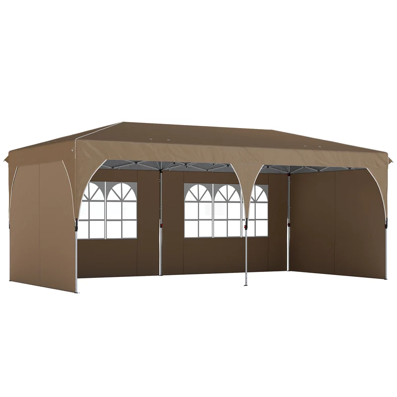 Outsunny Carpa Plegable 6x3 M Con Montaje Rápido Y Tiras Reflectantes Beige
