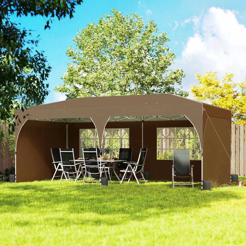 Outsunny Carpa Plegable 6x3 M Con Montaje Rápido Y Tiras Reflectantes Beige