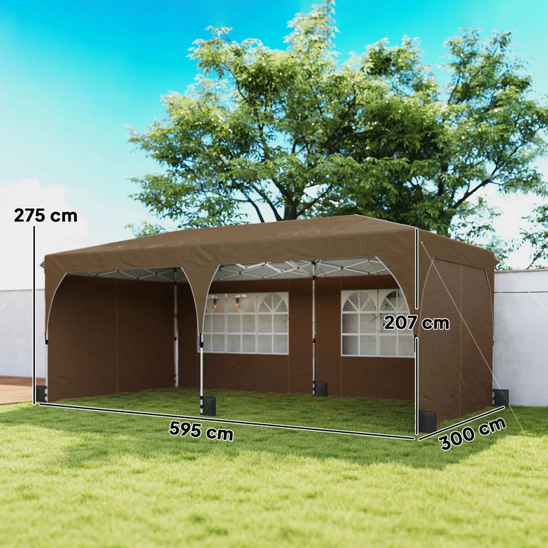 Outsunny Carpa Plegable 6x3 M Con Montaje Rápido Y Tiras Reflectantes Beige