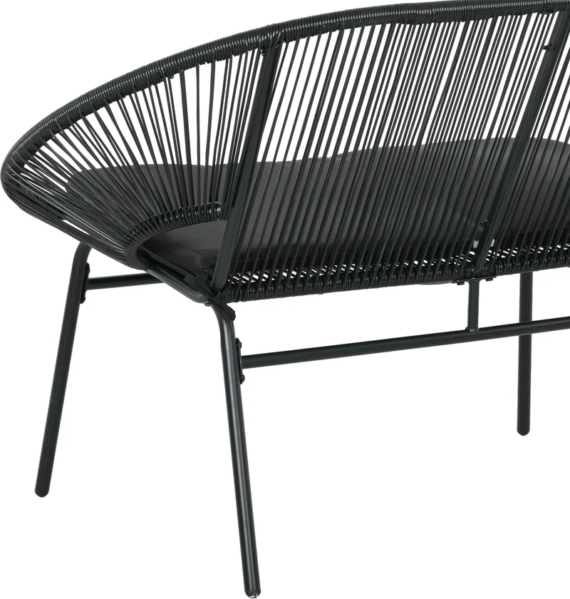 Outsunny Silla Acapulco De 2 Plazas Con Reposabrazos Cojines 132x72x83 Cm Negro