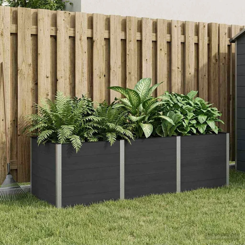 Arriate Elevado Negro 300 X 100 X 91 Cm Wpc Y Aluminio