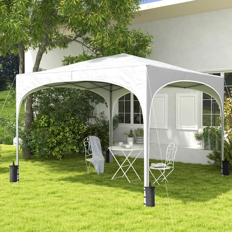 Outsunny Carpa Plegable 3x3 M Altura Ajustable Con Bolsa De Transporte Blanco